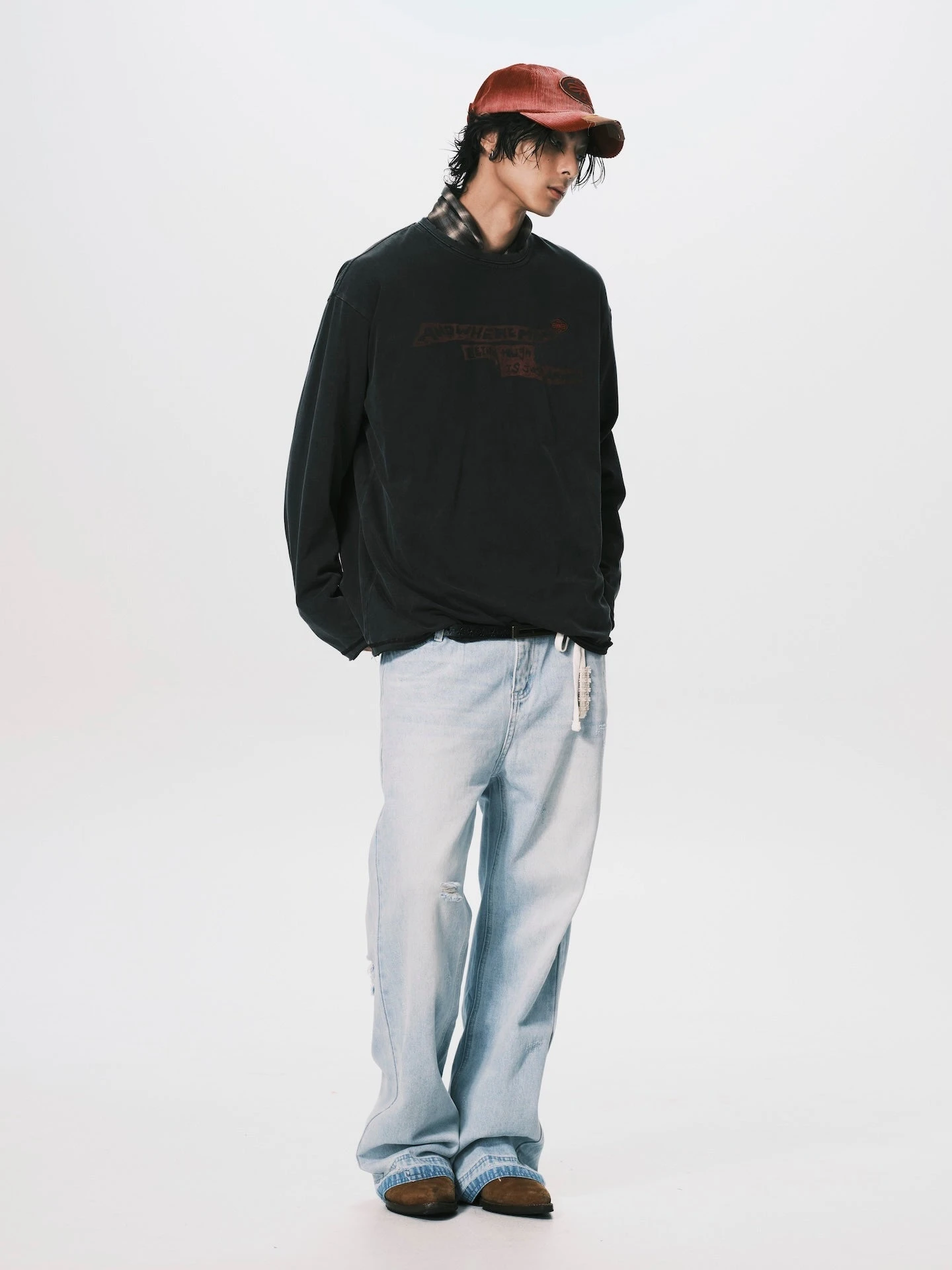ANOWHEREMAN WASHED OVERSIZED GRAPHIC TEE