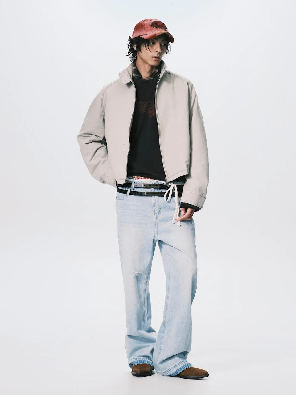 ANOWHEREMAN RAGLAN ZIP-UP JACKET
