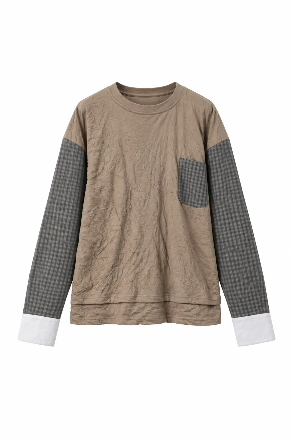 ASTER Plaid Hybrid Crewneck Top