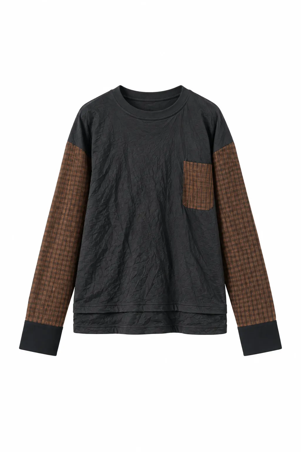 ASTER Plaid Hybrid Crewneck Top