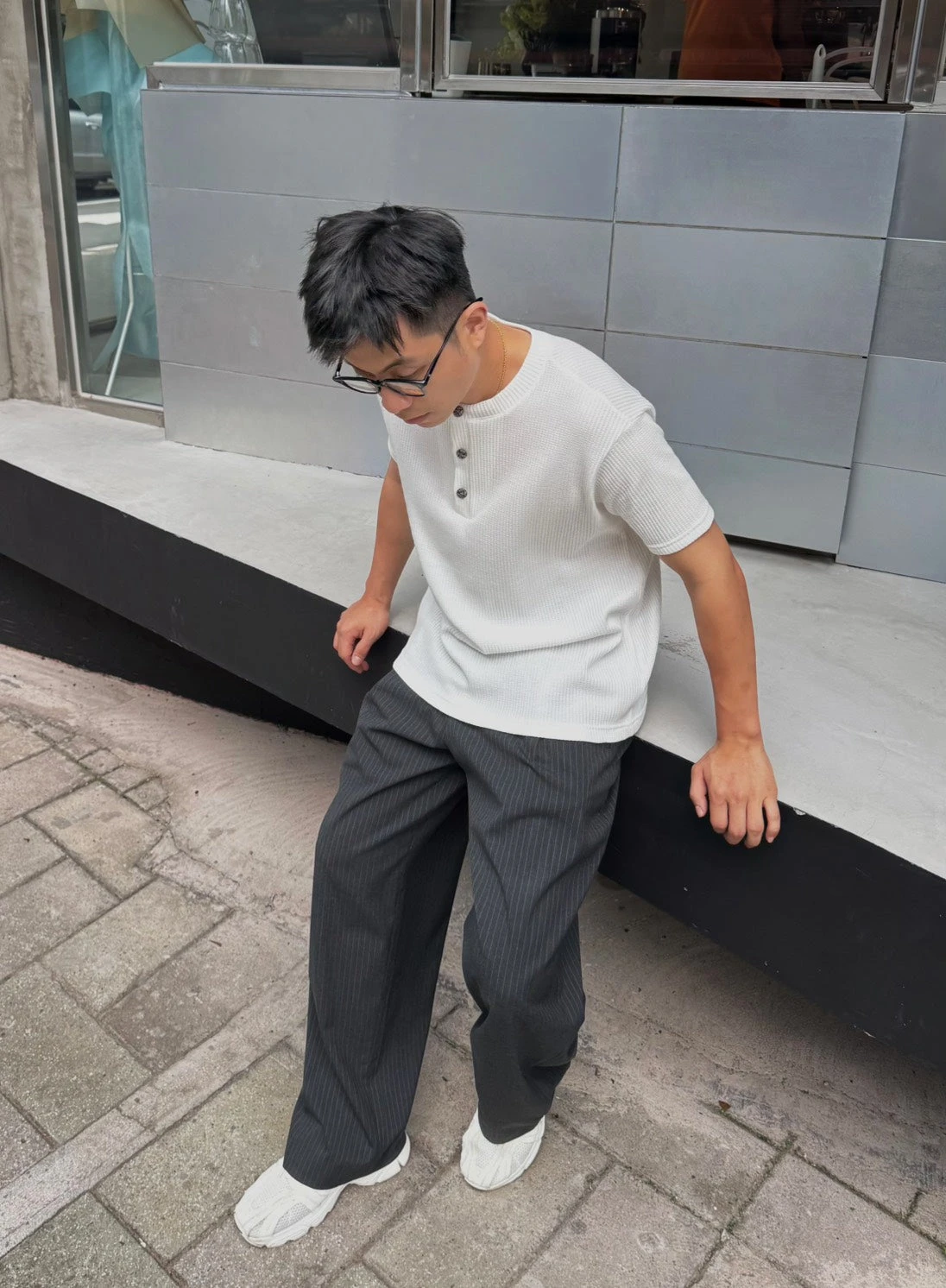 條紋直筒西裝褲