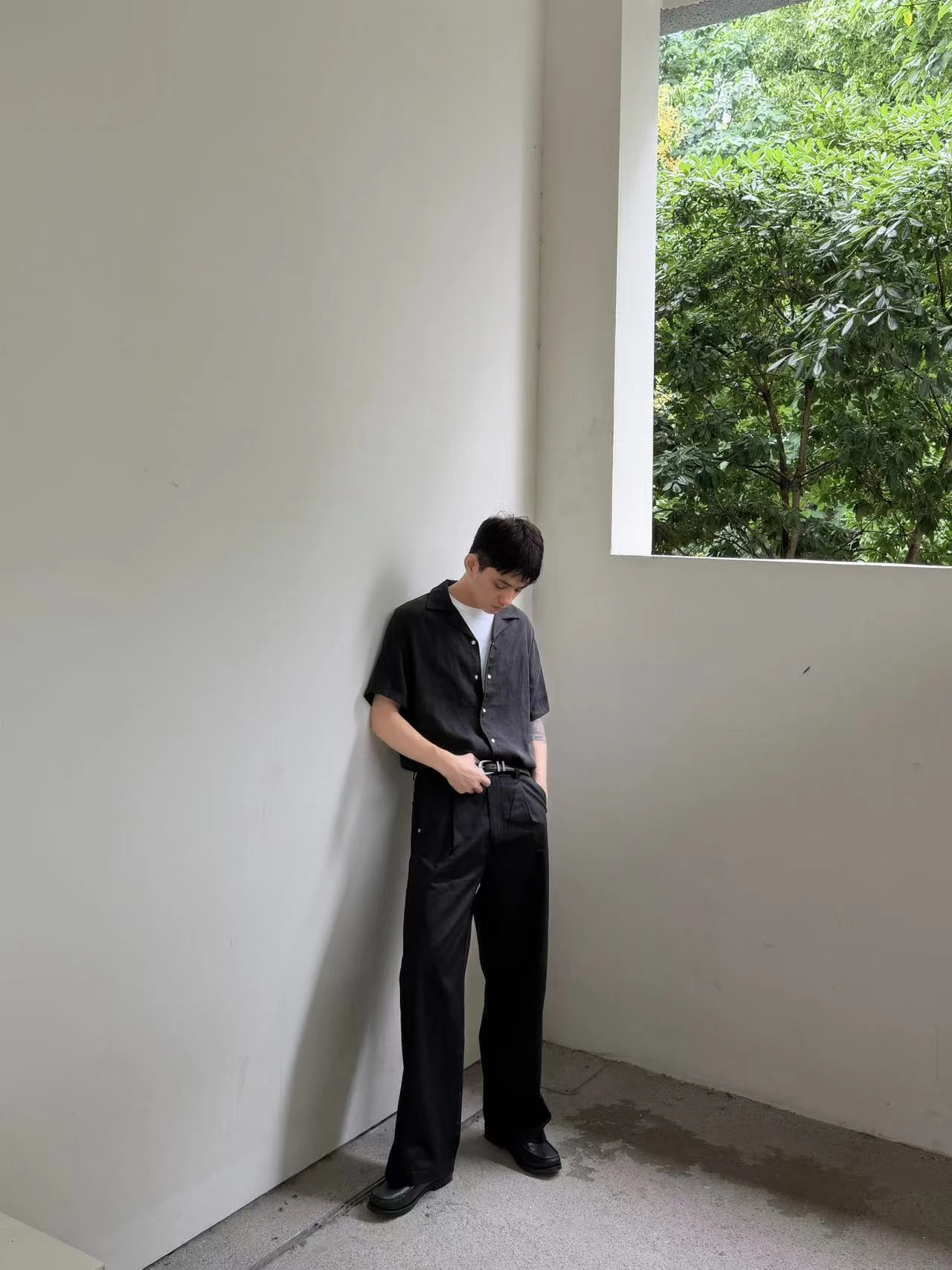 鬆弛感開領襯衫