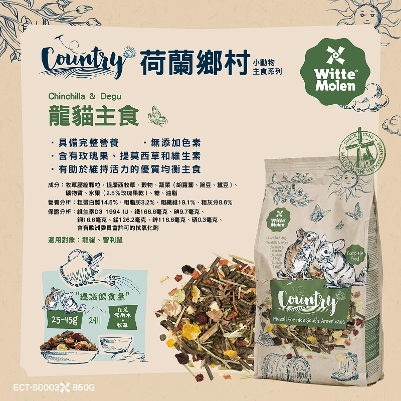 荷蘭鄉村Country 龍貓、智利鼠八齒鼠主食