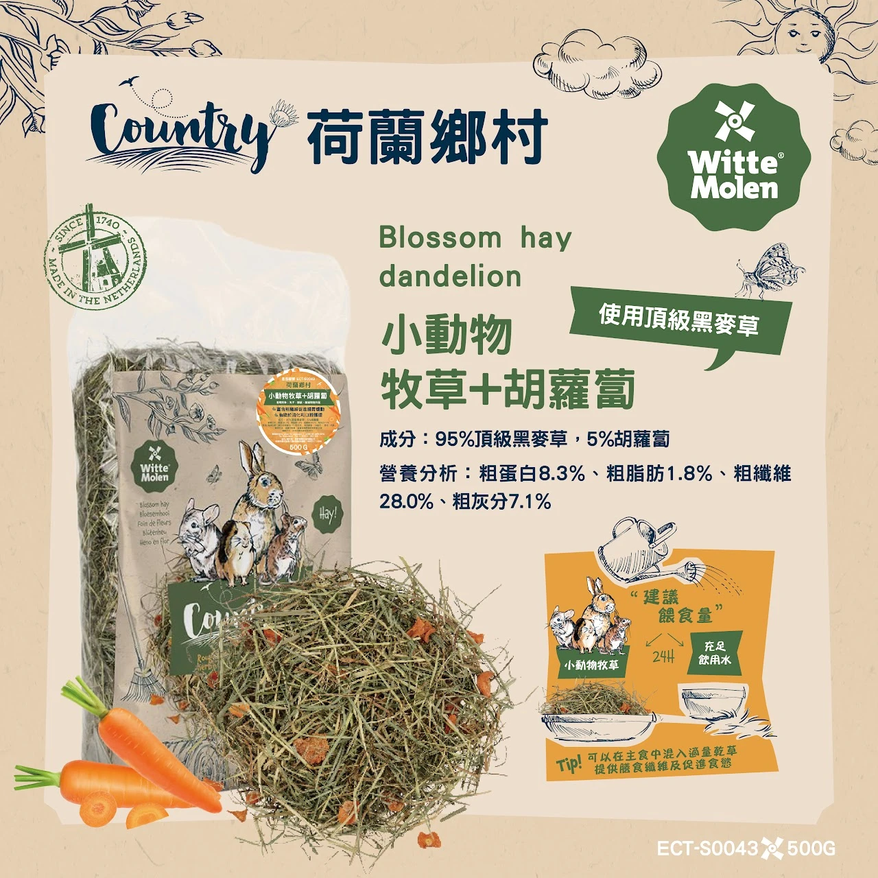 鄉村Country - 小動物牧草(黑麥草)+胡蘿蔔