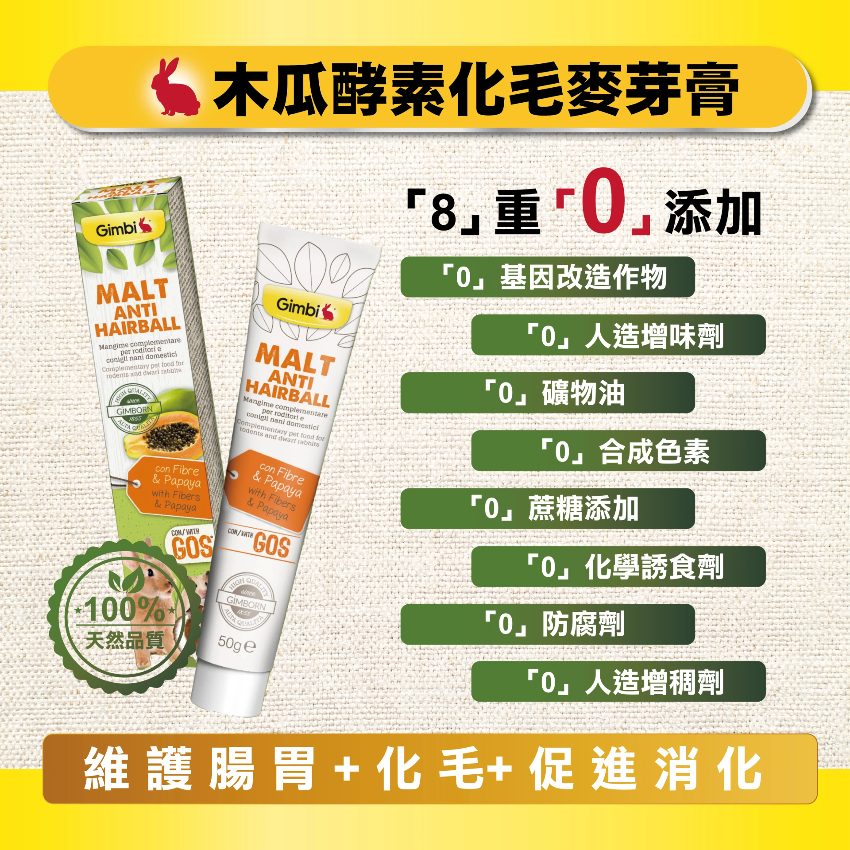 駿寶Gimbi 兔用麥芽小動物木瓜酵素化毛膏