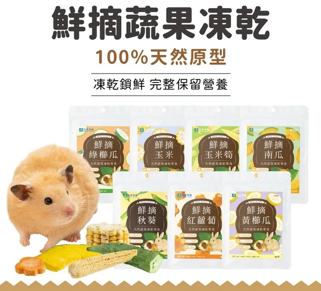 角落小寵 鼠兔零食 鮮摘蔬果凍乾 玉米/玉米筍/南瓜/黃櫛瓜/綠櫛瓜