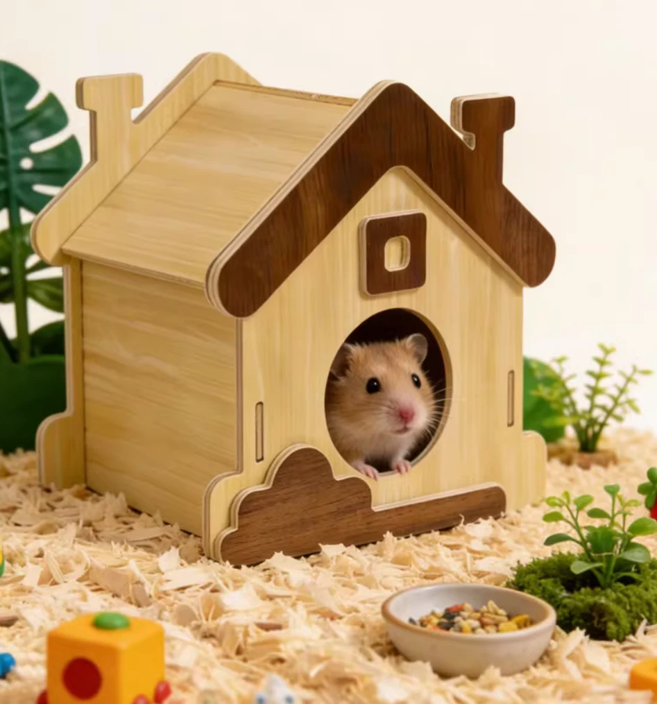 寵物鼠用森林小屋造型木質躲避屋