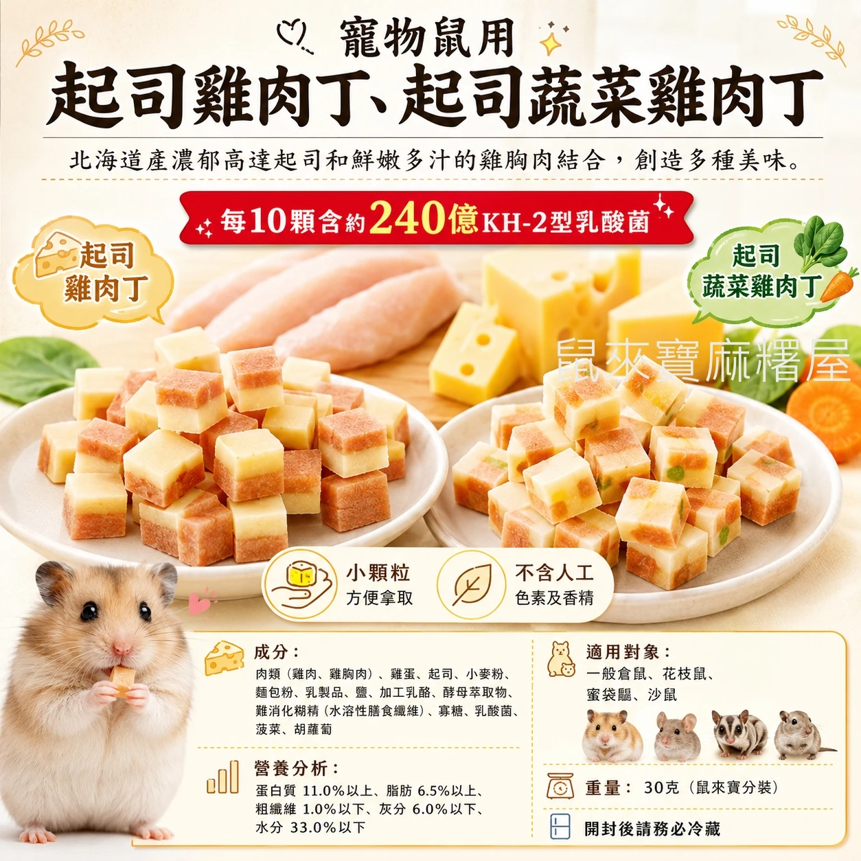 寵物鼠用【起司雞肉丁】【起司蔬菜雞肉丁】