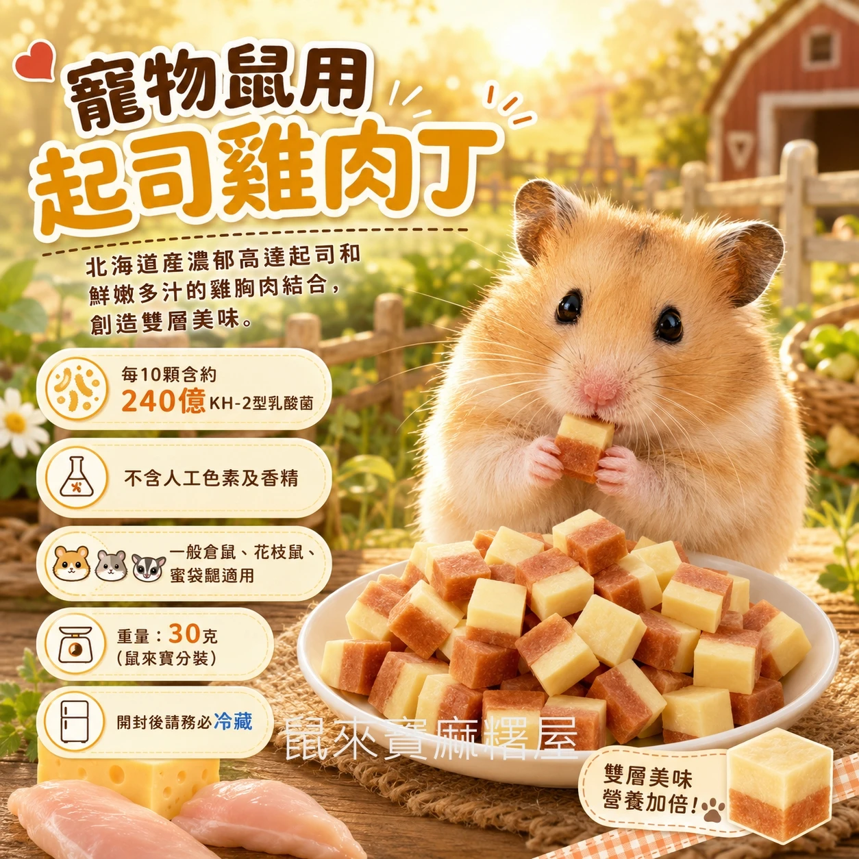 寵物鼠用【起司雞肉丁】【起司蔬菜雞肉丁】