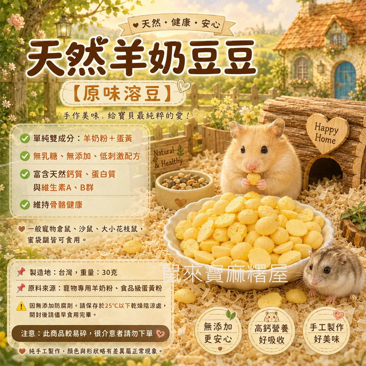 寵物鼠用天然羊奶豆豆 【原味溶豆】