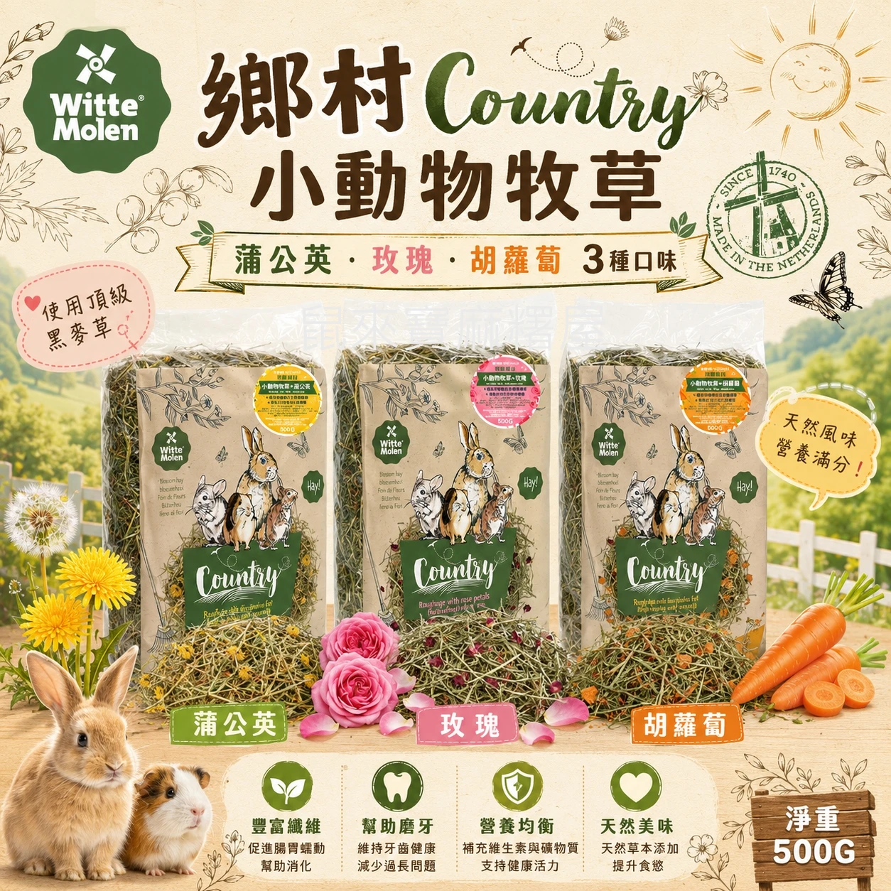 鄉村Country - 小動物牧草(黑麥草)+蒲公英
