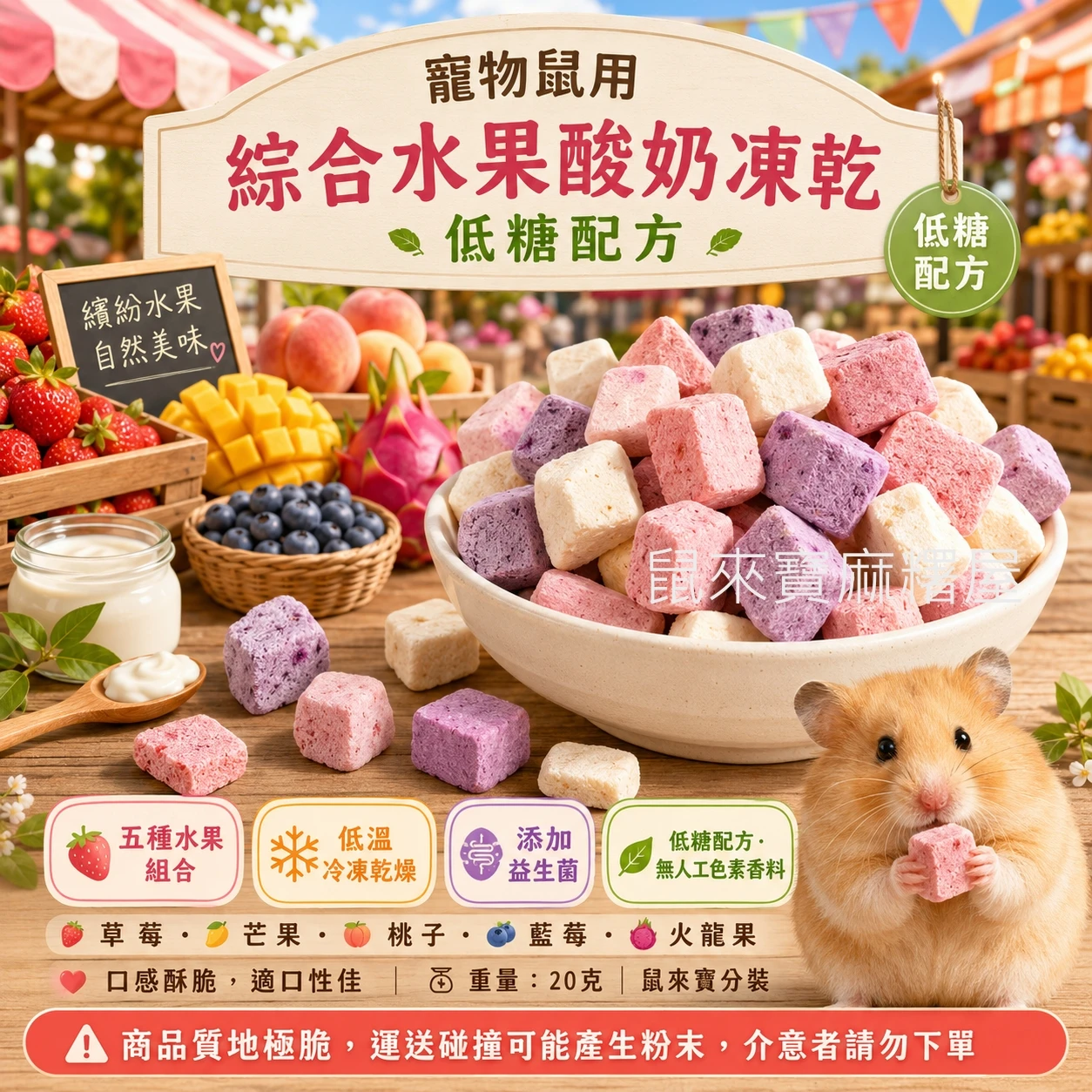 寵物鼠用綜合水果酸奶凍乾(低糖配方)