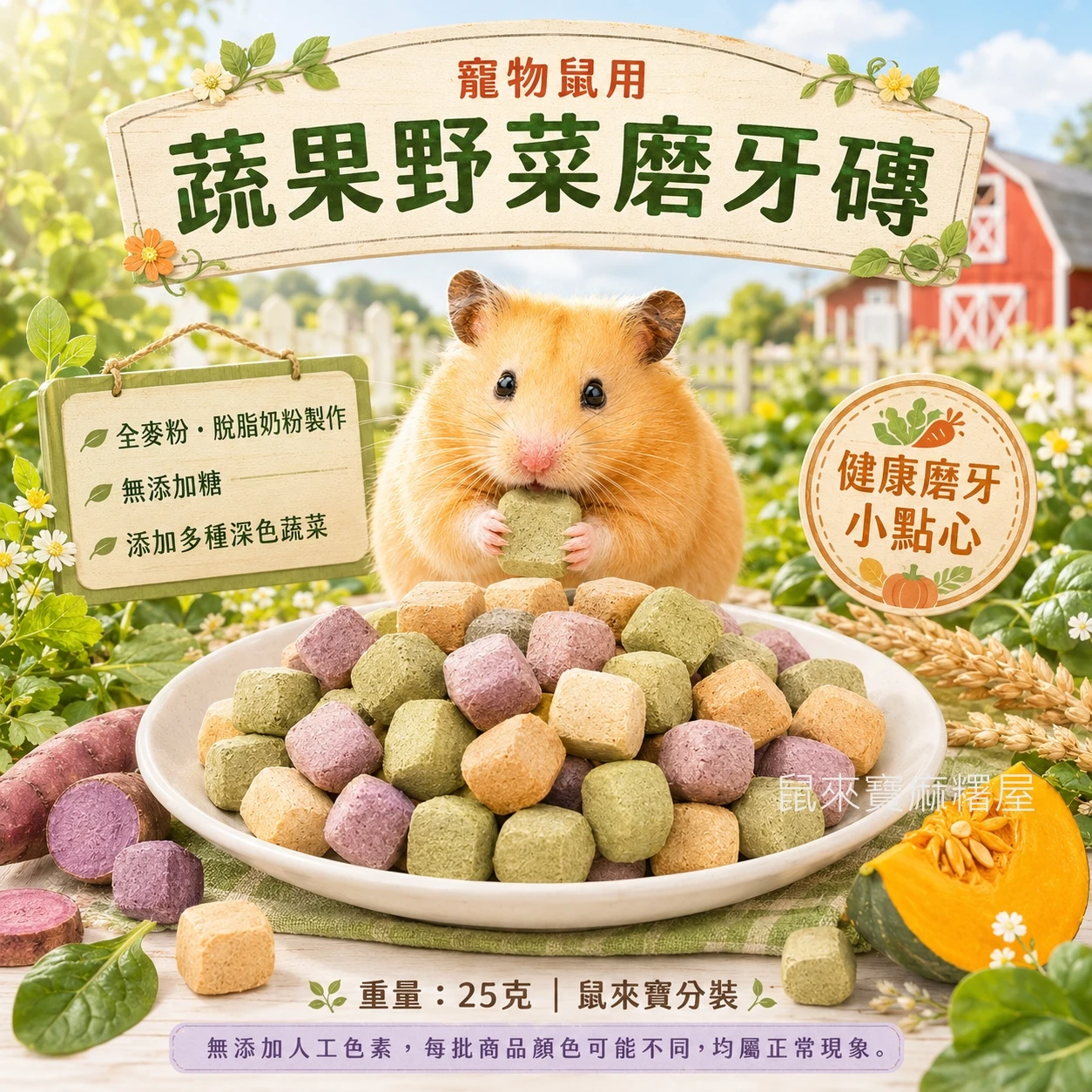 寵物鼠用蔬果野菜磨牙磚