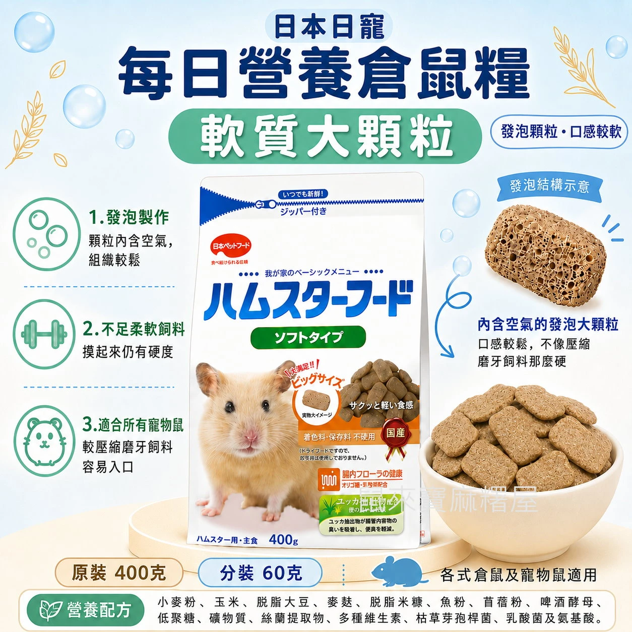 日寵每日營養倉鼠糧(軟質大顆粒)
