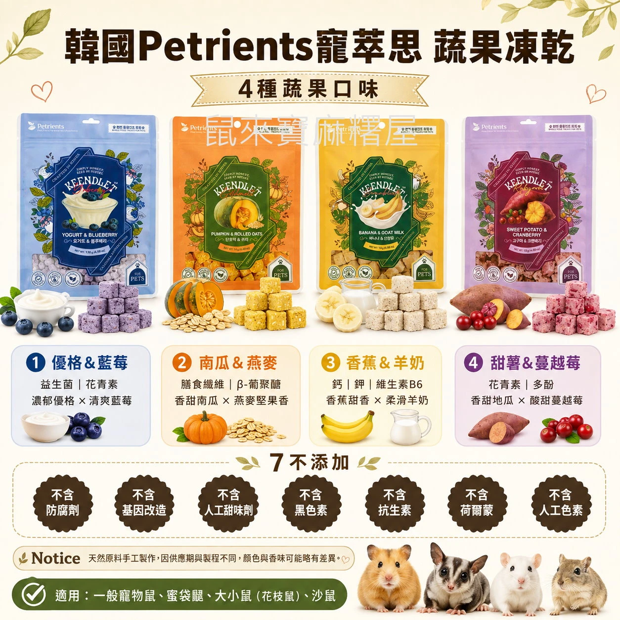 PETRIENTS寵萃思 小萃幸-蔬果凍乾【南瓜燕麥】【香蕉羊奶】【甜薯蔓越莓】【藍莓優格】
