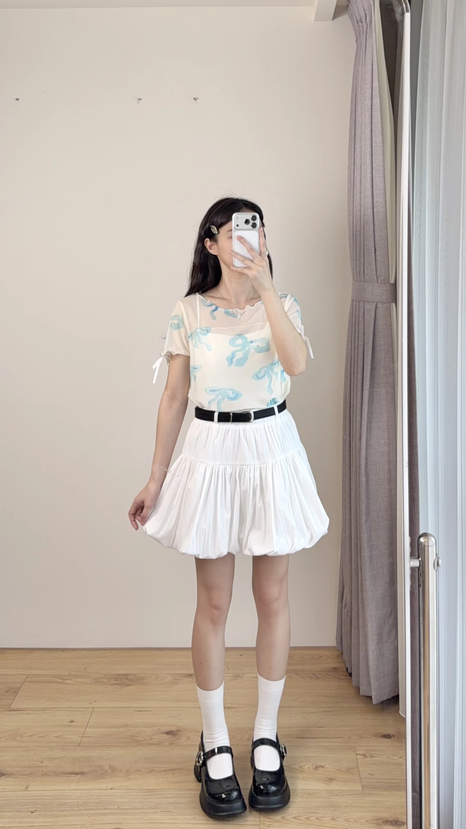 蝴蝶結透膚內搭