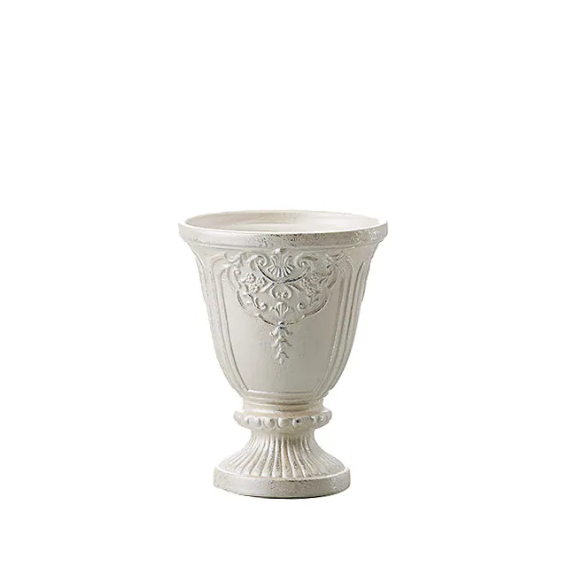 CL-170-747-172 Victorian II Round銀邊珍珠白雕花花器