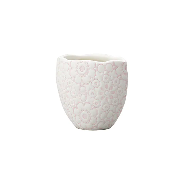 CL-120-196-152 Fine粉色浮雕花朵花器7.5H