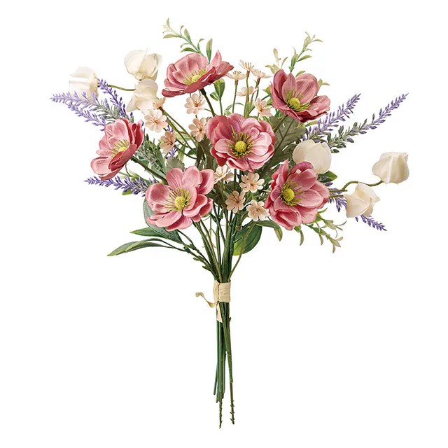 FM-8318-042 銀蓮花薰衣草花束 粉藕