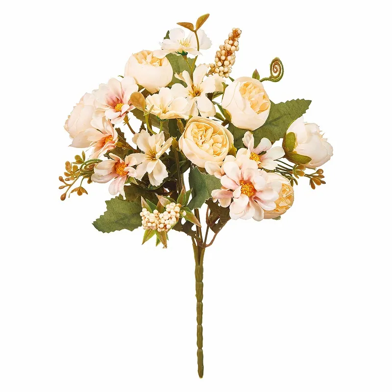 FM-5457-037 復古色玫瑰雛菊花束 奶油