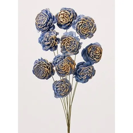 32085-639 索拉玫瑰花插-小(雙色) 粉霧藍/金