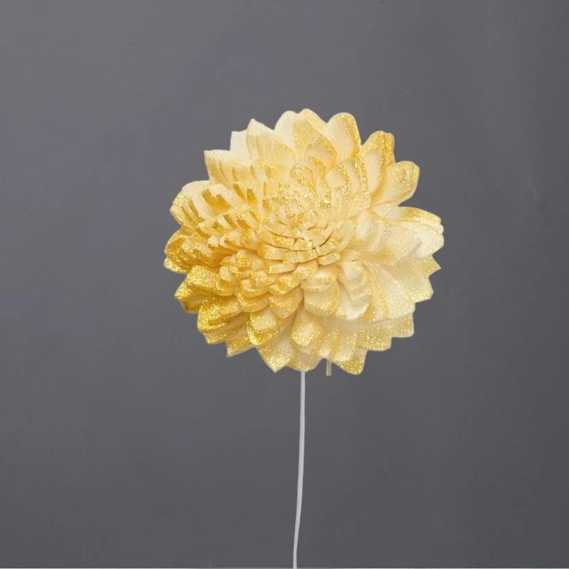 L-3394-880 索拉尖葉菊花插-小(噴漆) 流沙金珠光