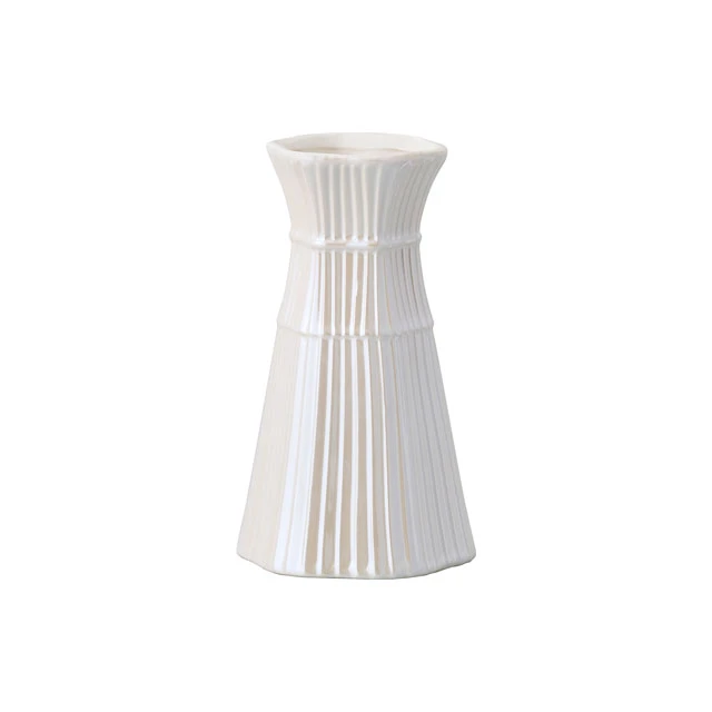 CL-120-296-103 couture 直條浮雕花器 17H 珠光白
