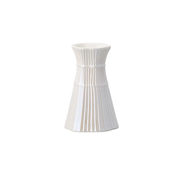 CL-120-295-103 couture 直條浮雕花器 13H 珠光白