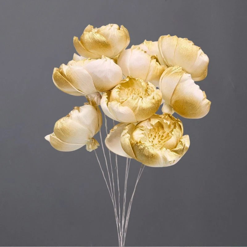 L-3296-880 索拉牡丹花插(噴漆) 流沙金珠光