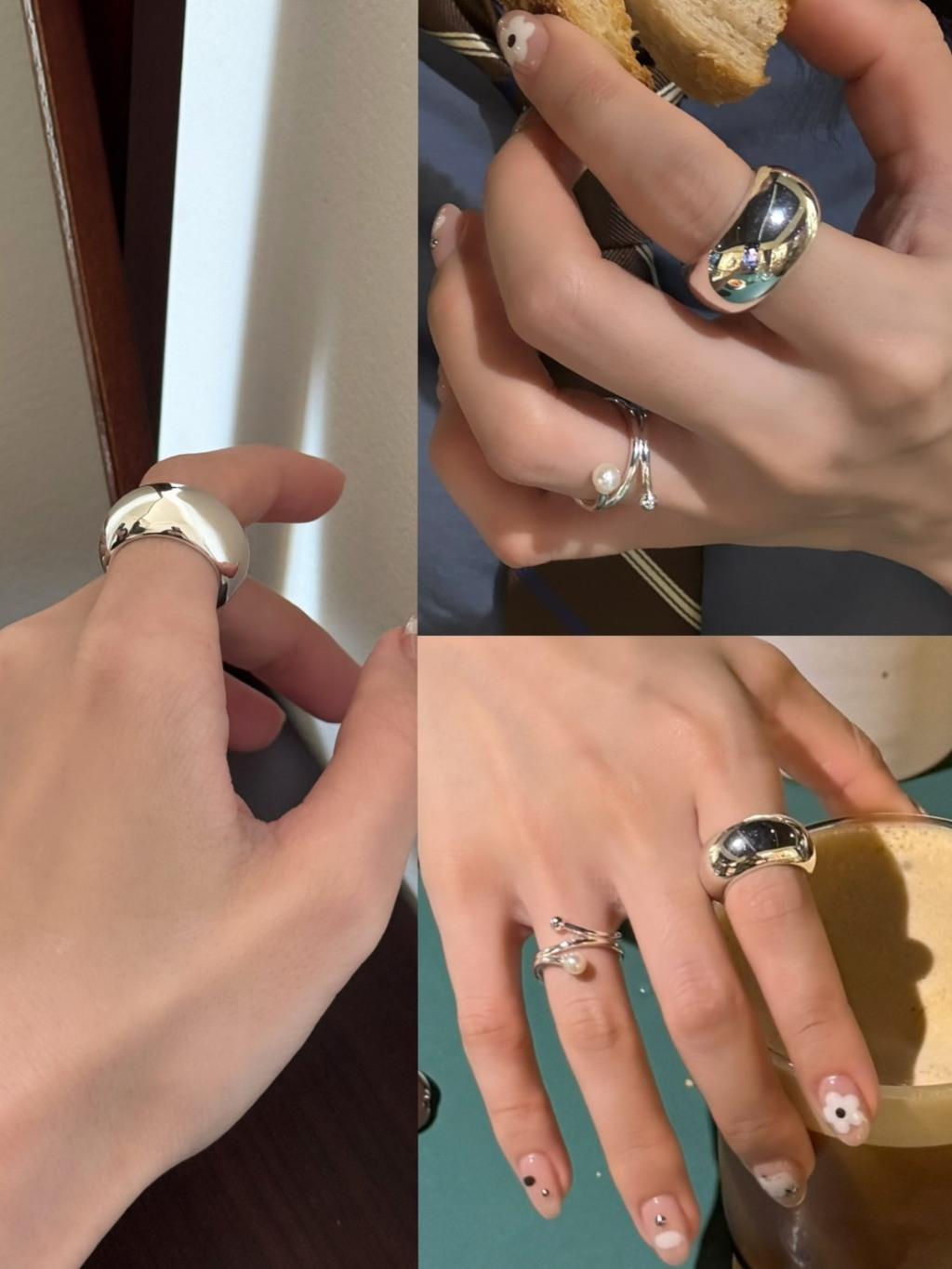 925純銀 素銀圓弧寬戒指