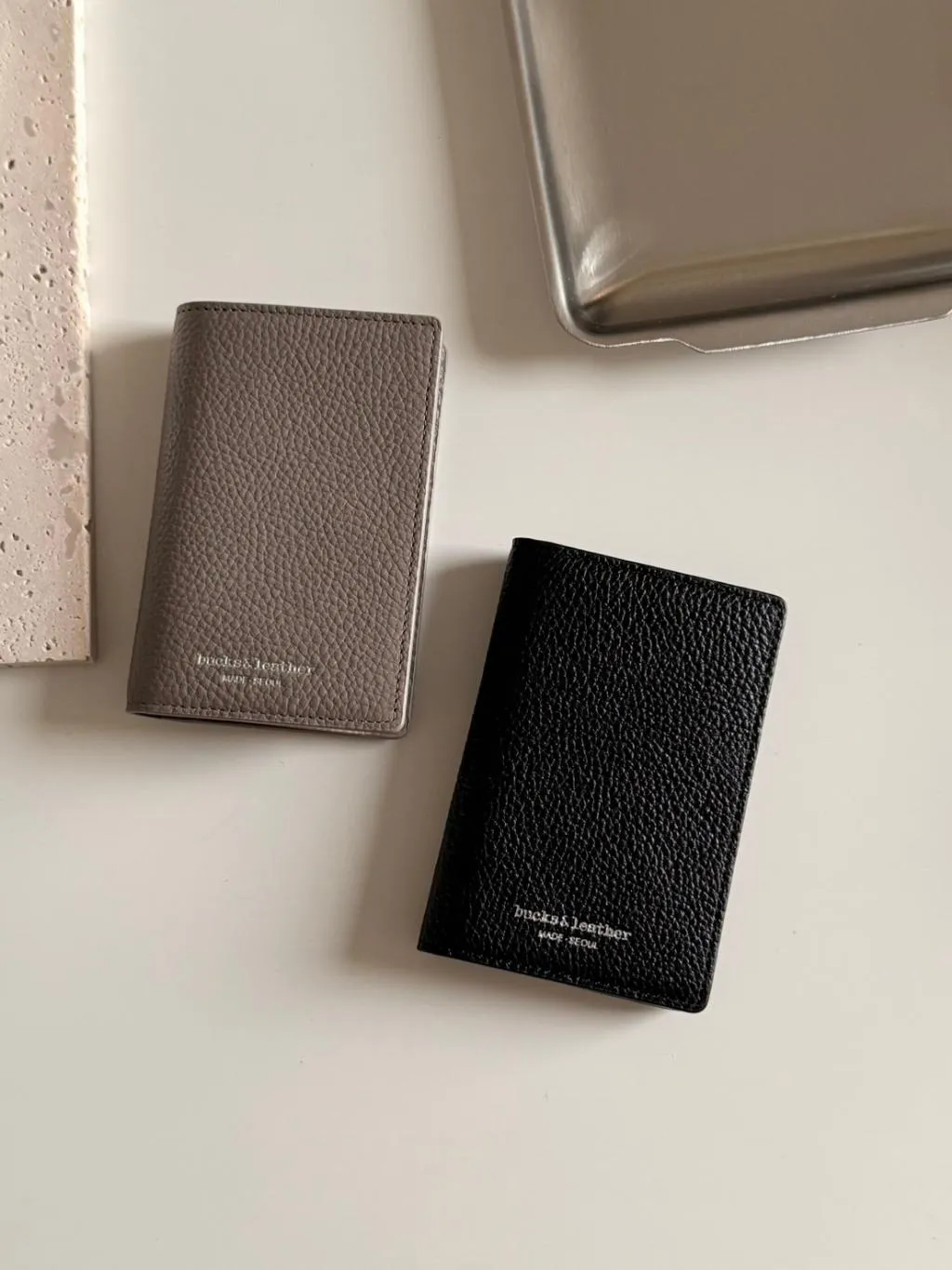 bucks&leather 薄款牛皮對折卡夾