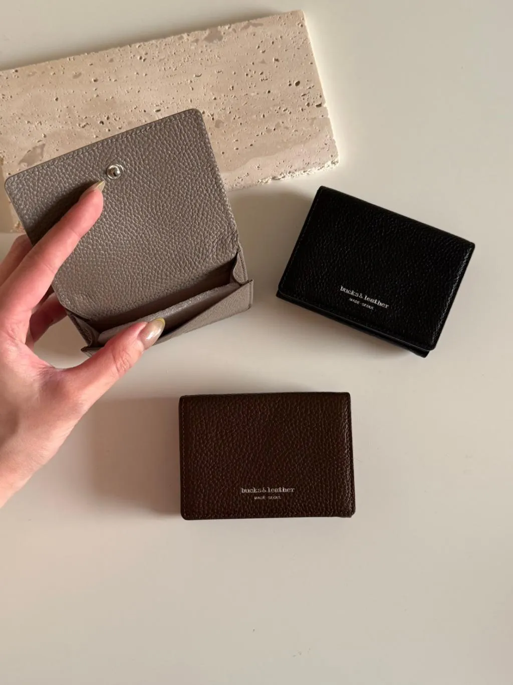 bucks&leather 牛皮三折短夾