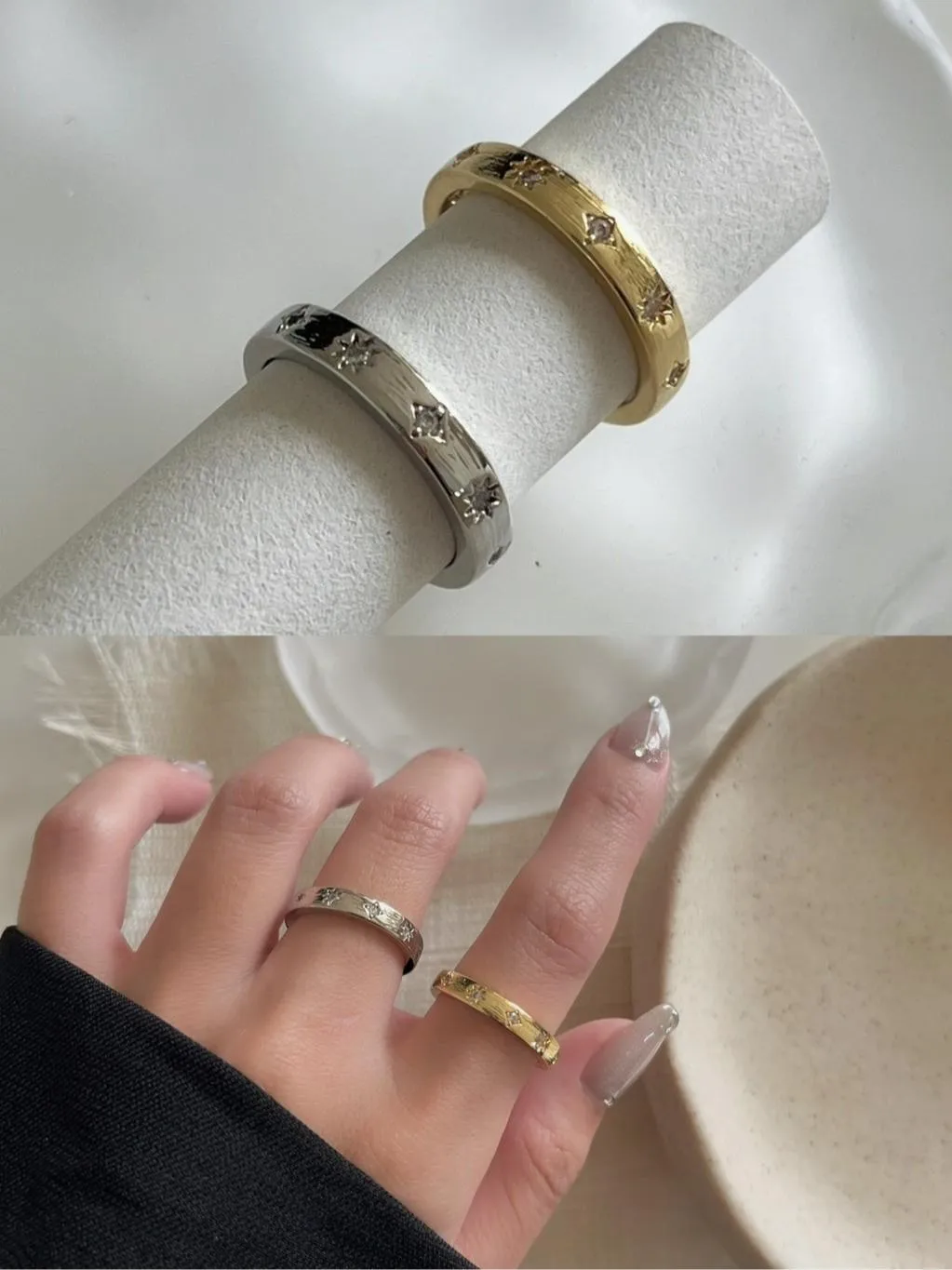 水鑽星星開口戒指