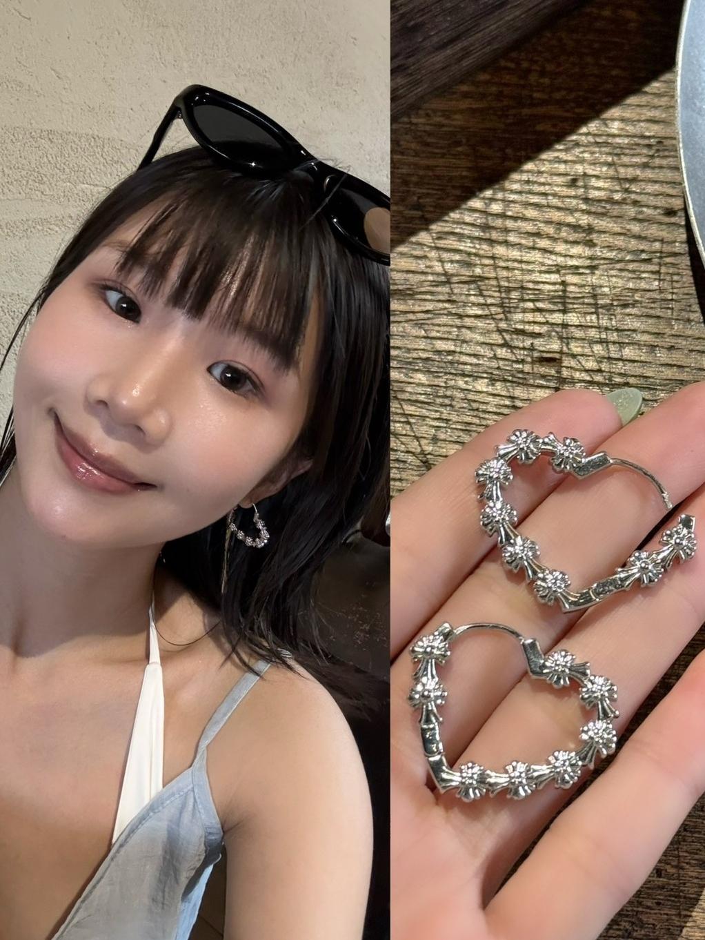 克羅心風愛心耳環