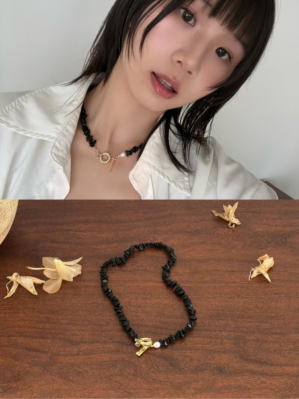 氣質款不規則黑曜石項鍊