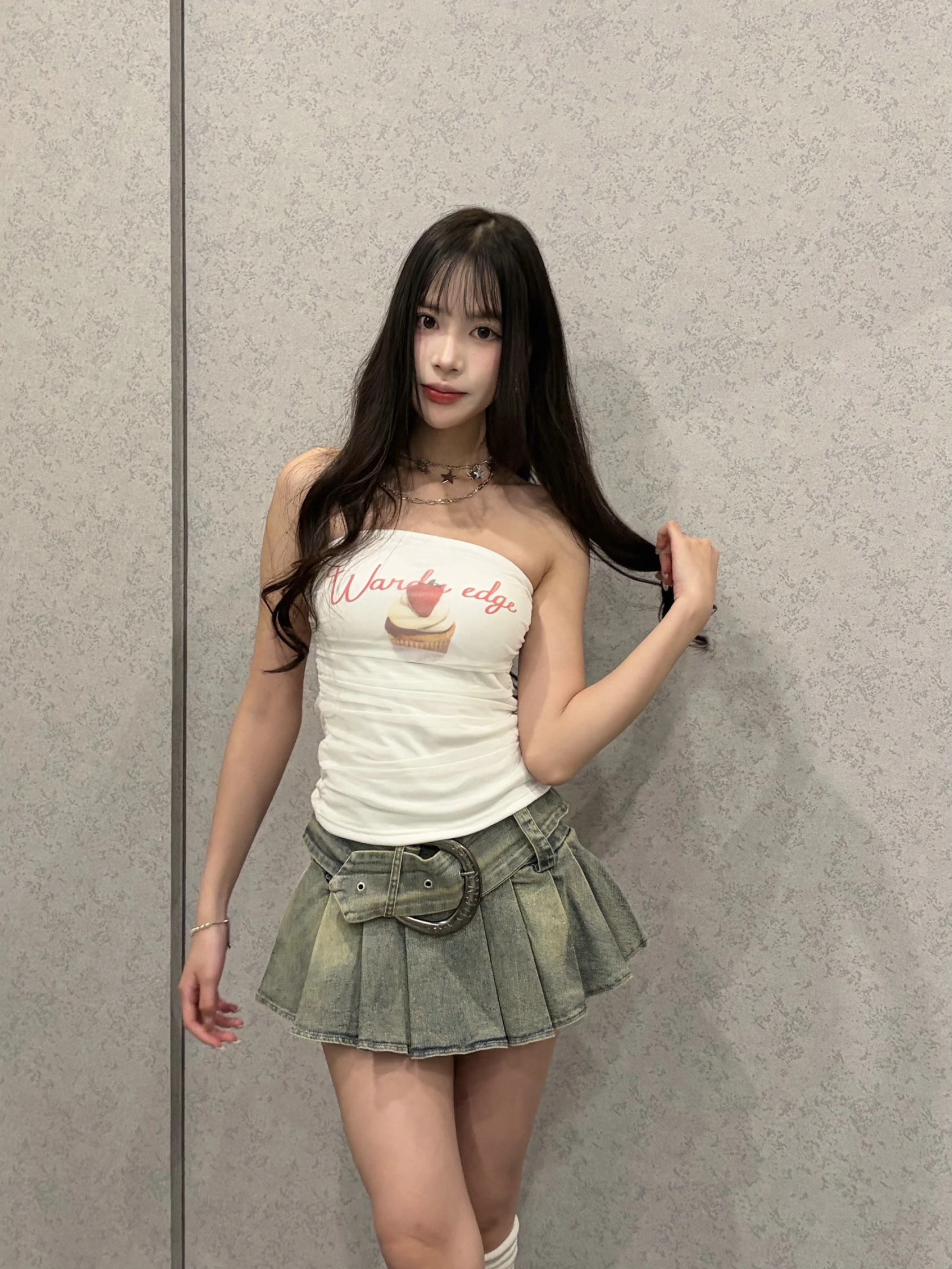 蛋糕紡紗抹胸上衣