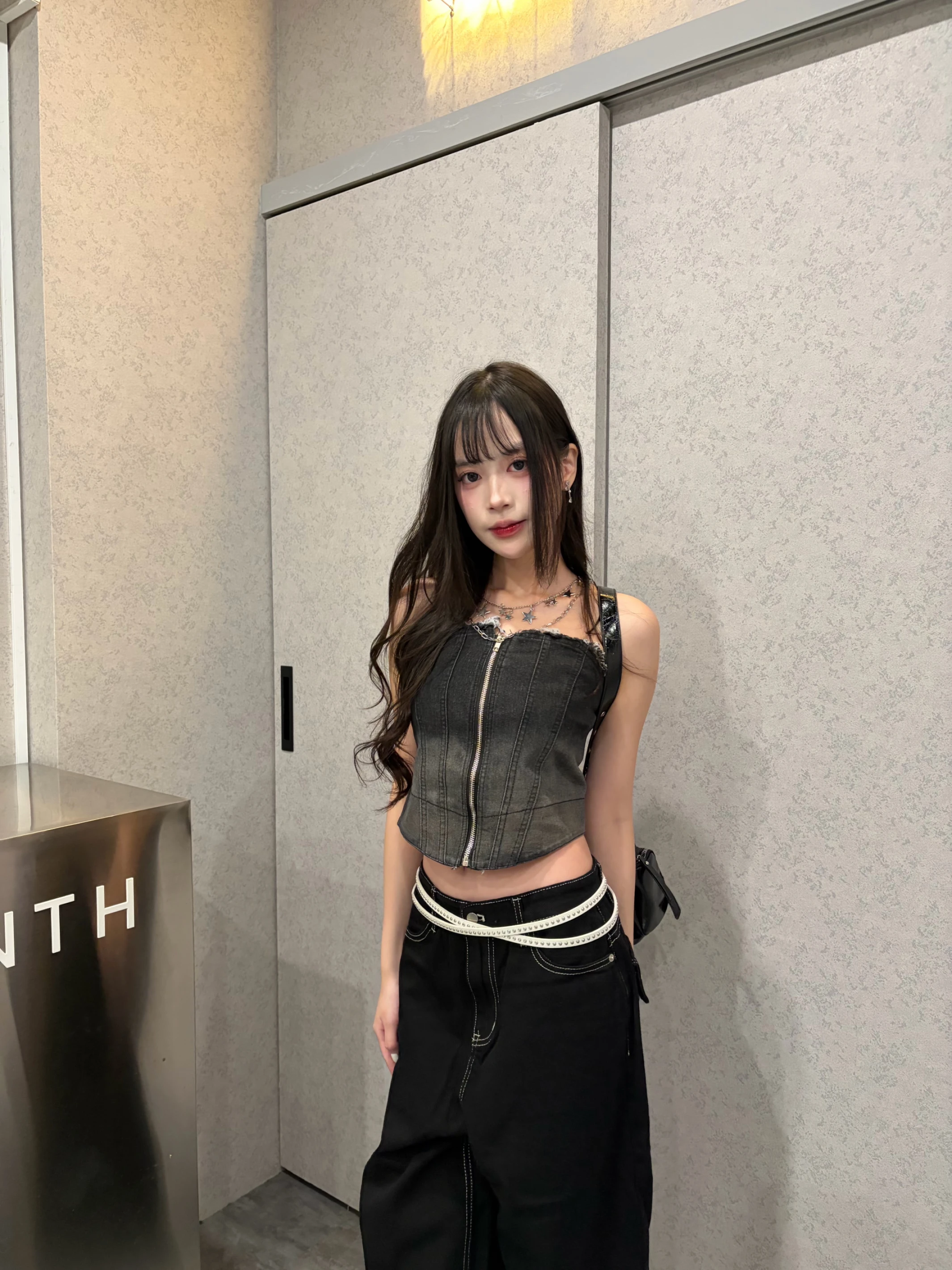 牛仔拉鍊背心
