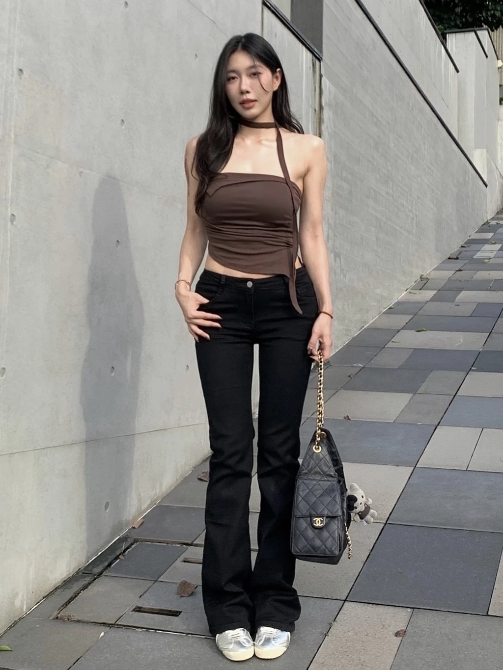 腰臀比牛仔褲-黑