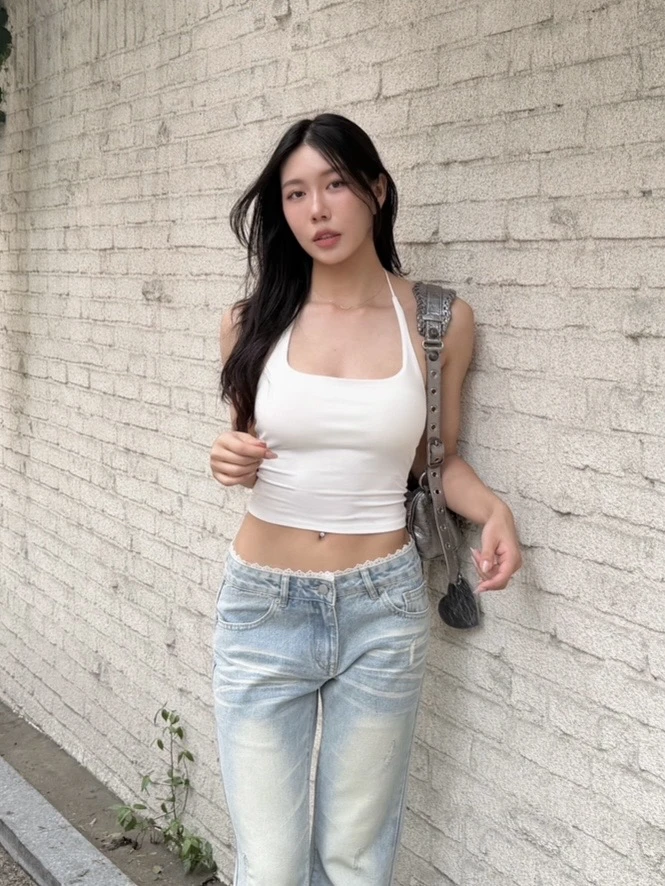 棉質繞脖bra top - 白