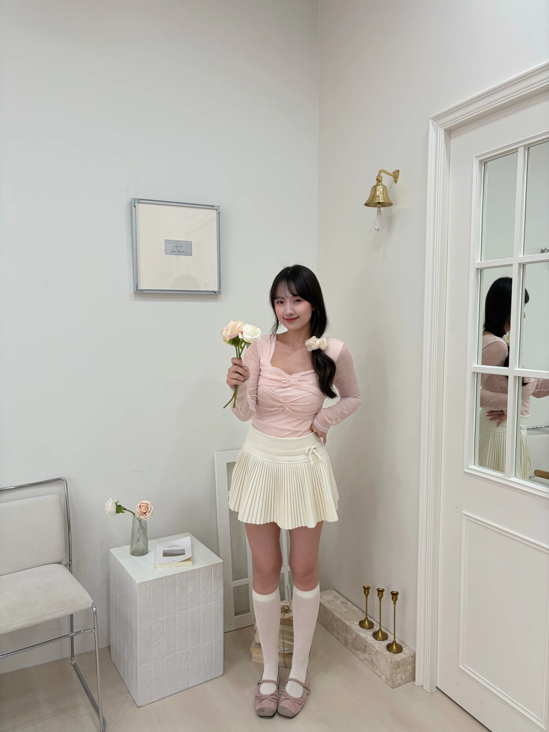芭蕾夢境 蕾絲蝴蝶結長袖 pink
