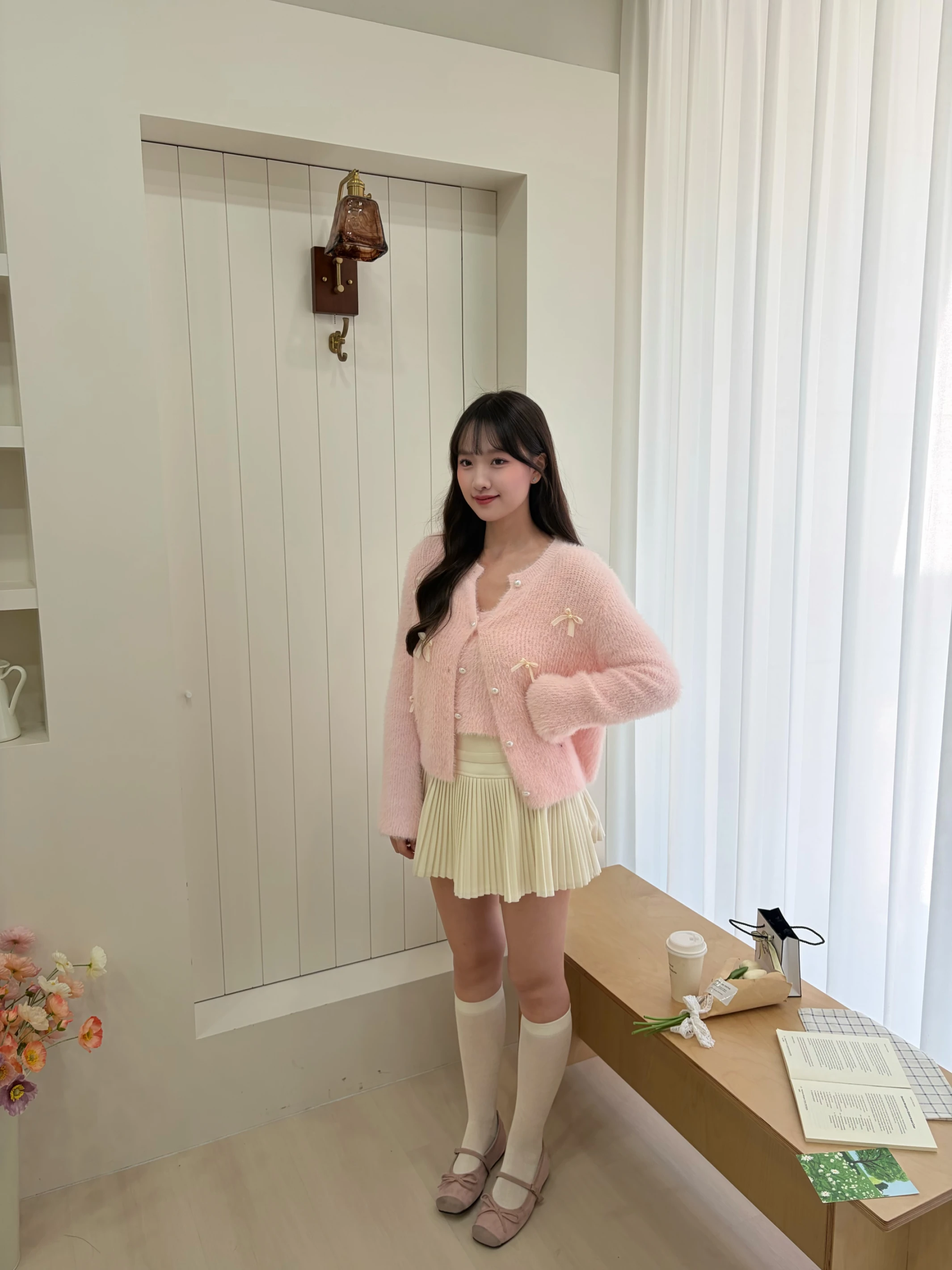 夢遊仙境 蝴蝶結毛衣兩件套 pink