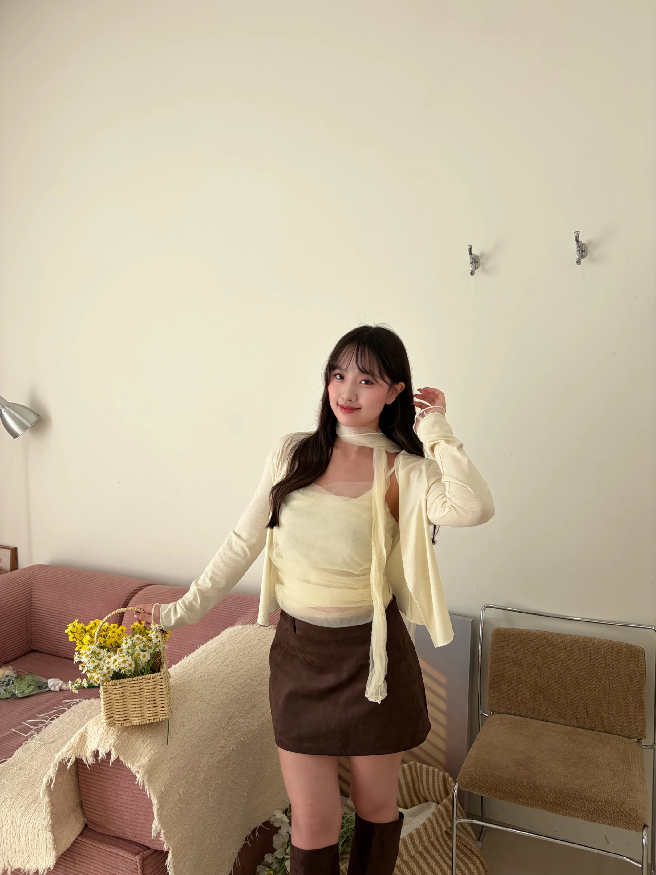 朦朧初戀 網紗三件套（附綁帶）beige