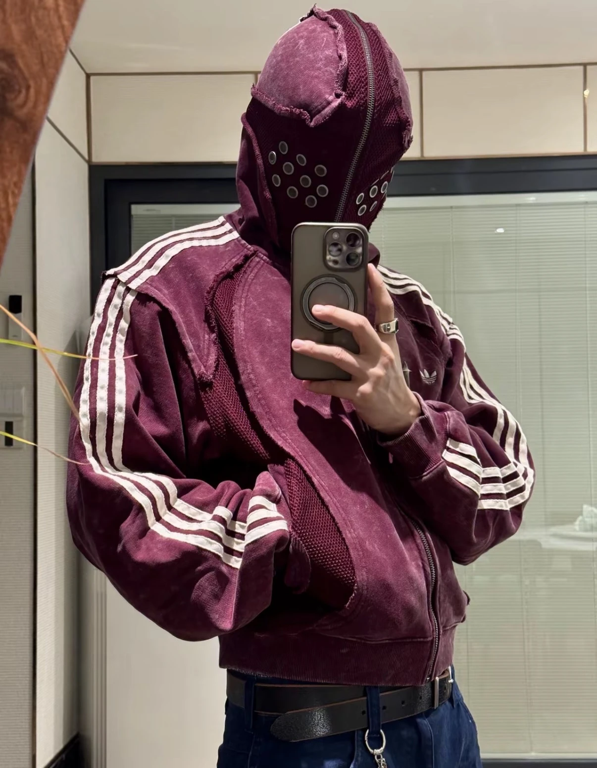 Adidas Originals × Thug Club 聯名酒紅連帽外套/KC2210