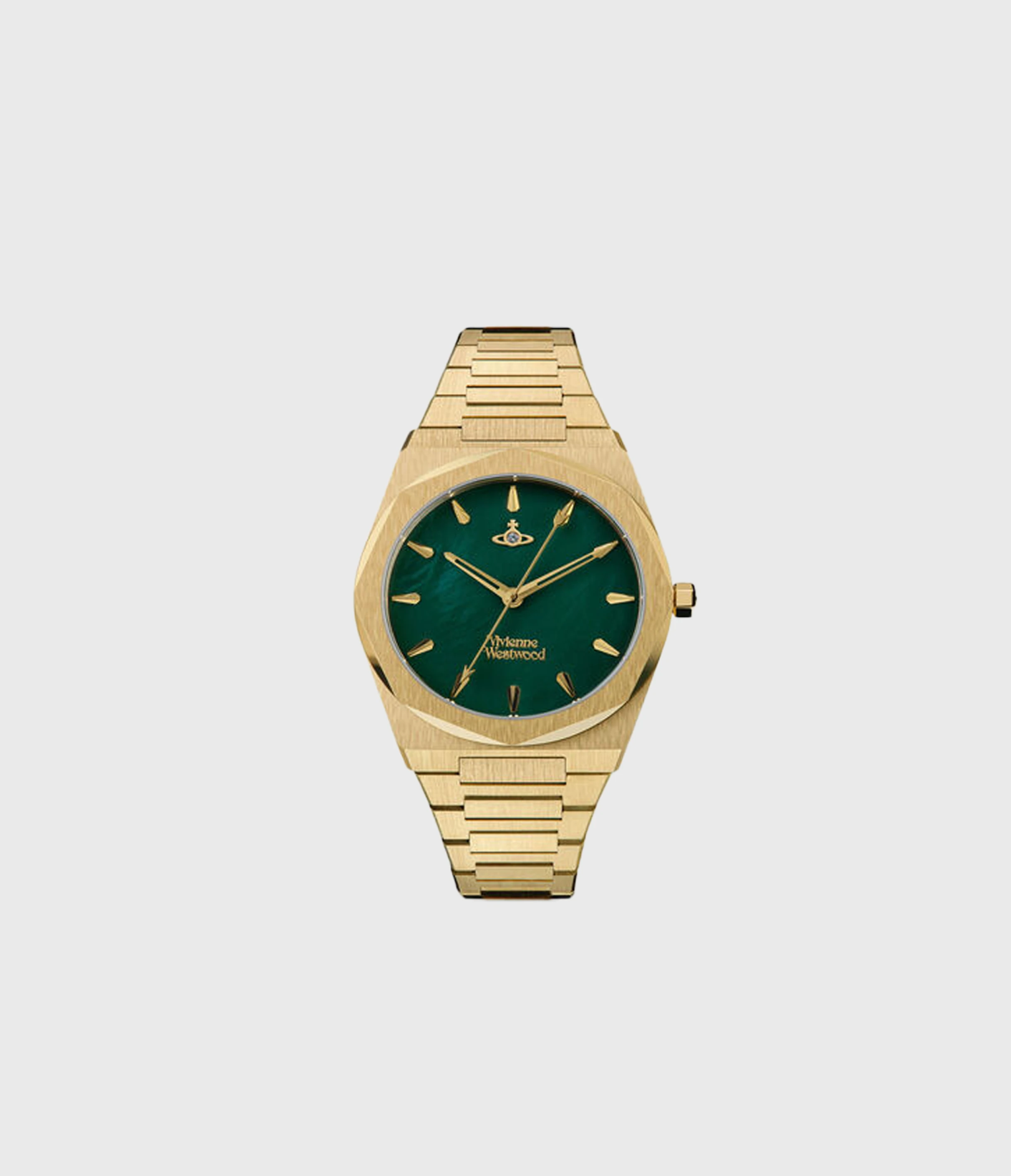 Vivienne Westood 西太后 手錶 34mm 腕錶 石英機芯 精鋼錶帶 綠色錶盤 女錶 多邊形土星元素/DWVV244GRGD