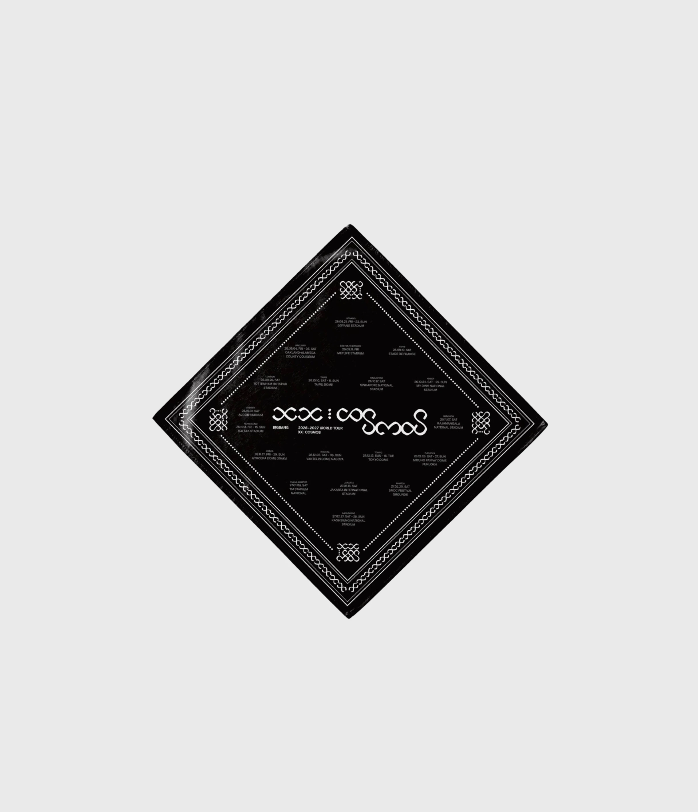 BIGBANG 20週年周邊絲巾/Bigbang 2026-2027 World Tour XX : Cosmos Tour Bandana Black