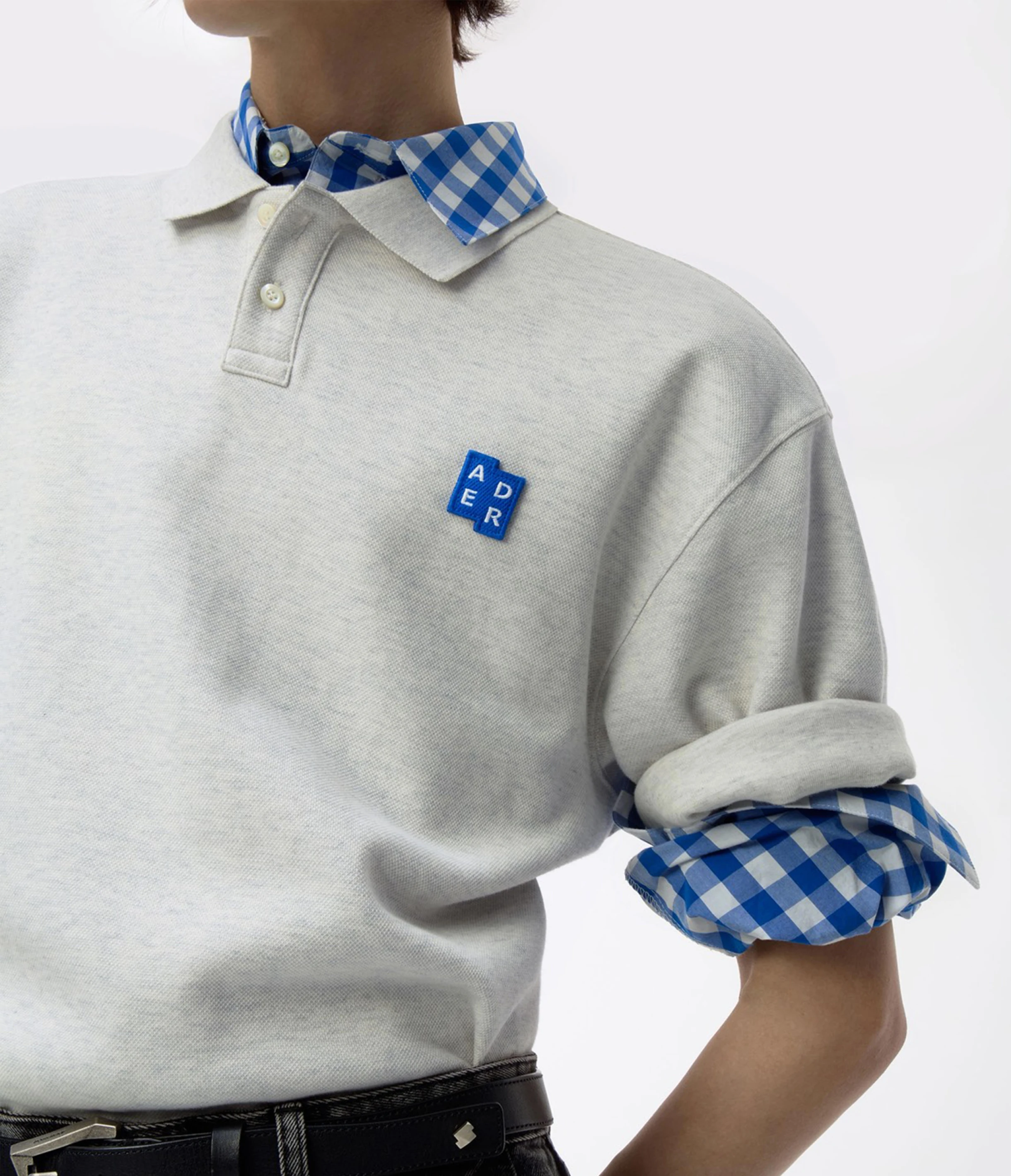 ADER ERROR Sig; BL Tag polo t-shirt 01 燕麥灰Polo衫 經典藍標 灰色
