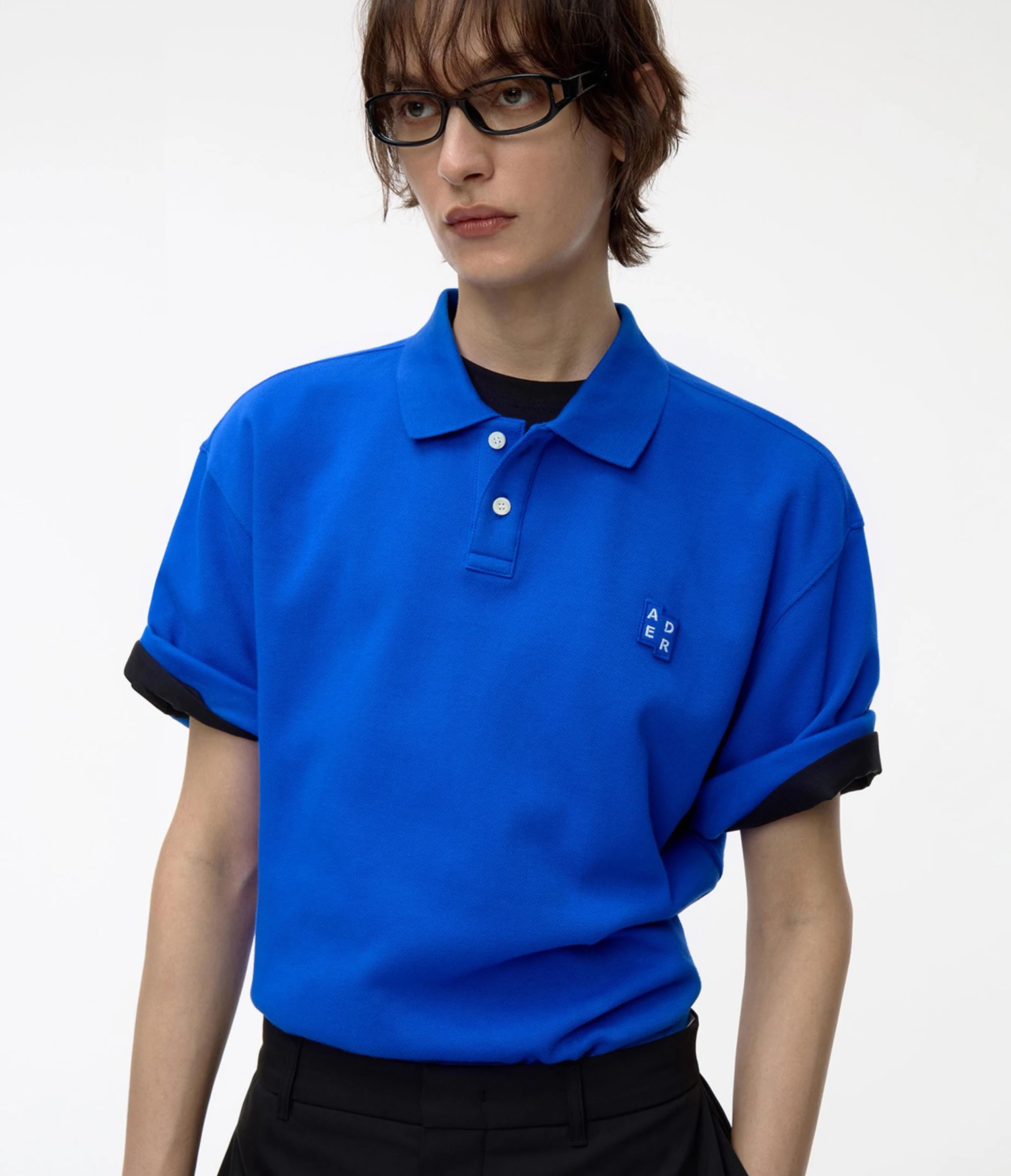 ADER ERROR Sig; BL Tag polo t-shirt 01 藍色Polo衫 經典藍標
