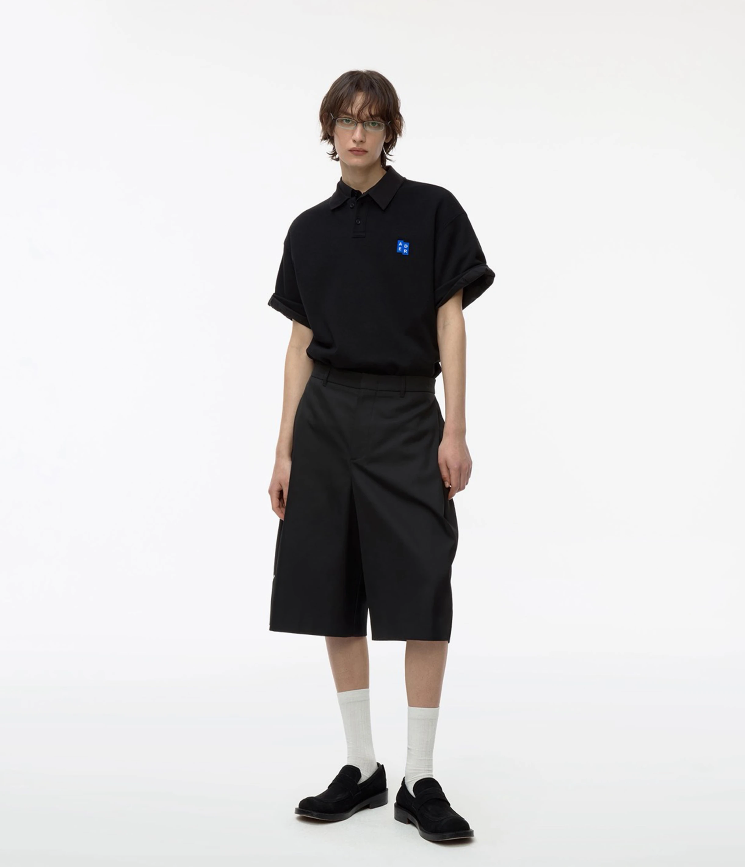 ADER ERROR Sig; BL Tag polo t-shirt 01 黑色Polo衫 經典藍標