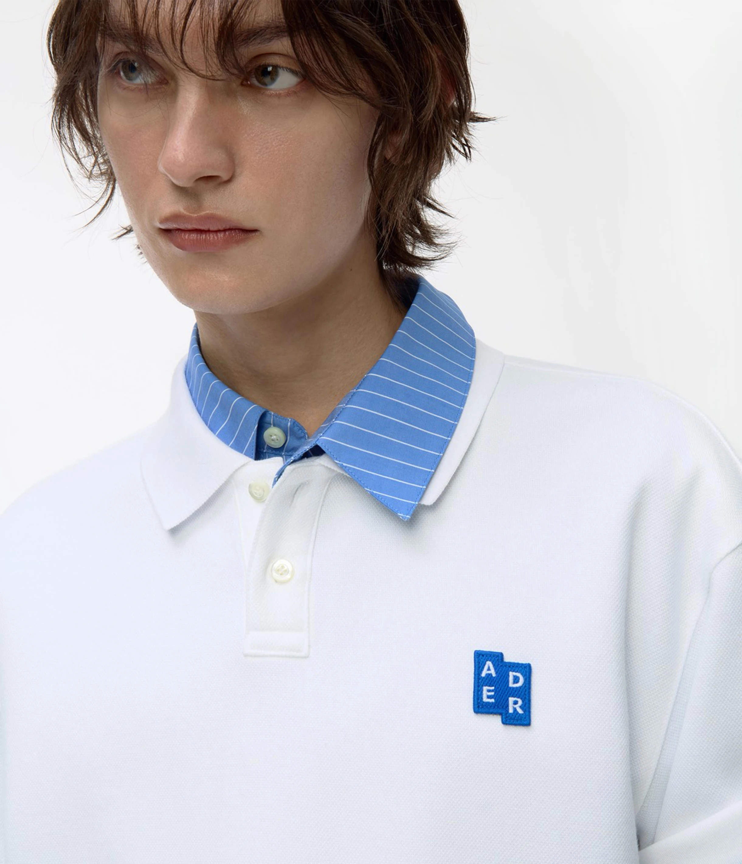 ADER ERROR Sig; BL Tag polo t-shirt 01 白色Polo衫 經典藍標