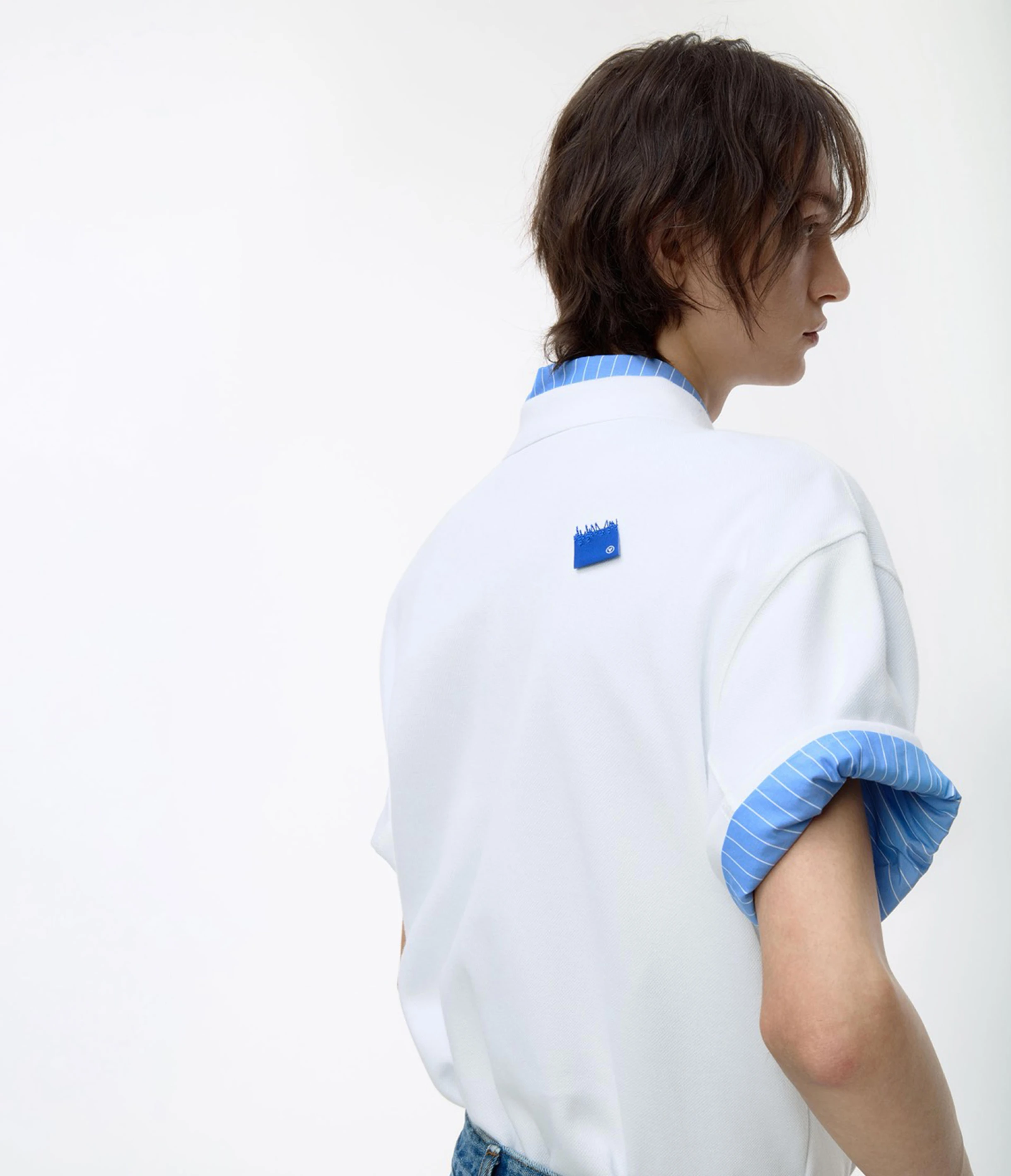 ADER ERROR Sig; BL Tag polo t-shirt 01 白色Polo衫 經典藍標